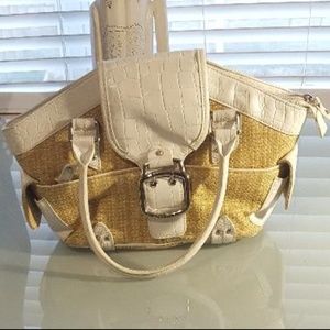 Cole Haan White leather Straw Amanda satchels bag